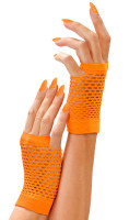 Fishnet gloves fingerless neon orange