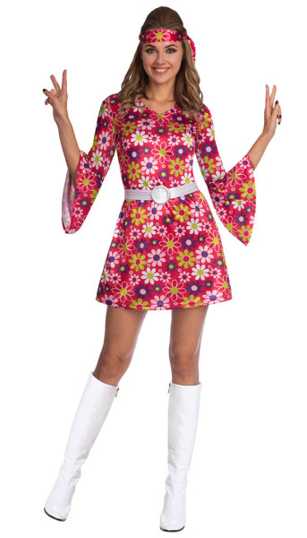 Disfraz de dama de flores hippie de los años 70