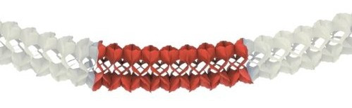 Red and white fan garland 4m