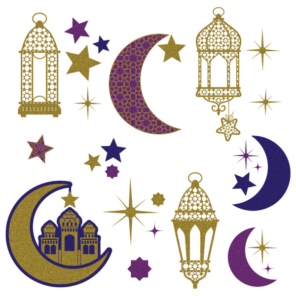 New Moon Eid Mubarak raamstickers