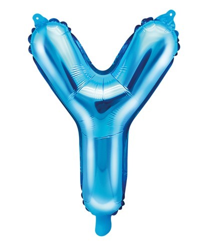 Foil balloon Y azure blue 35cm