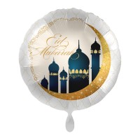 Eid Mubarak folieballon wit-goud 43cm