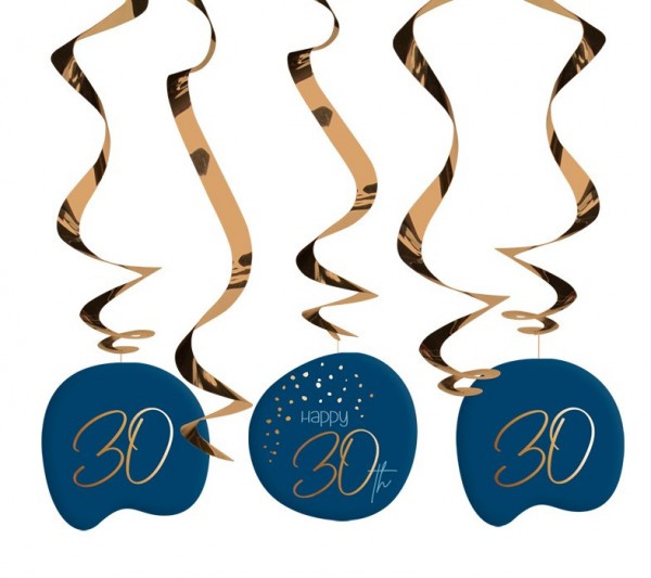 5 espirales de decoración 30 cumpleaños Elegant blue