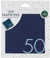 Preview: XX Blue Happy 50th Birthday Napkins