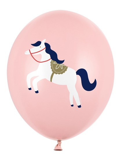 6 różowych balonów szczęśliwych koni 30cm