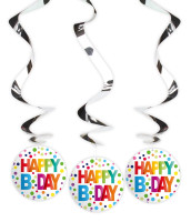 3 Splendid Birthday spiral hangers 70cm
