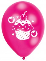 6 Cupcake Party Luftballons 23 cm