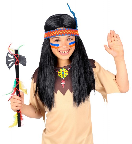 Indianer Kinderperücke mit Kopfschmuck 2