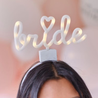 Diadema LED de novia plateada brillante