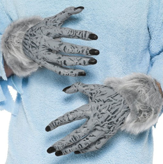 Garras de guantes de hombre lobo grises