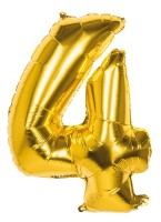 Folieballong nummer 4 guld metallic 86cm