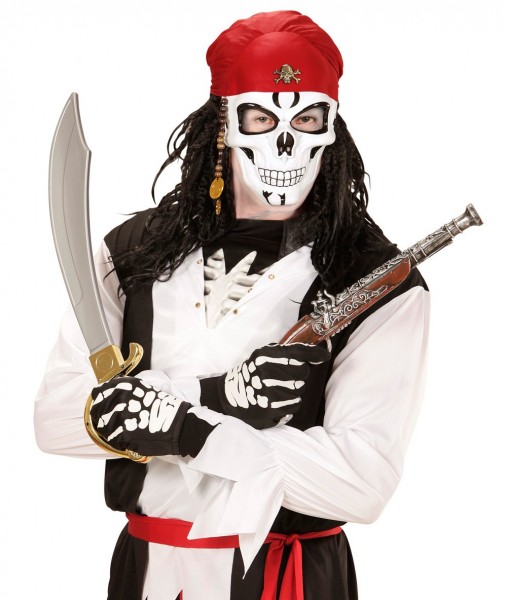 Maschera Totenkopf pirata con bandana rossa 2
