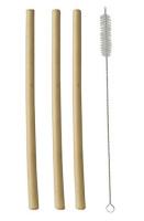 12 bamboo straws with brush 23cm