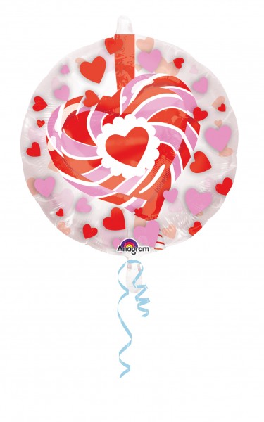 Zuckersüßer Herzlolli Folienballon 60cm