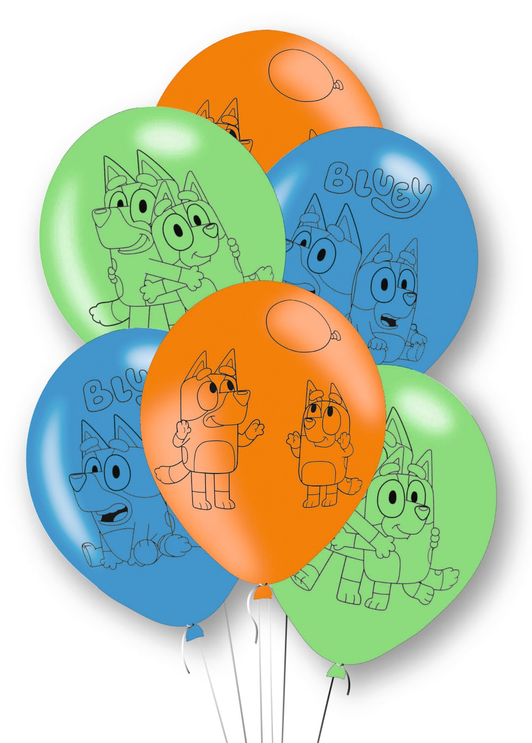 6 Bluey latex balloons colorful 27cm | Party365.com