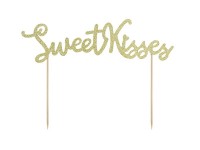 Aperçu: Décoration de gâteau Sweet Kisses Gold 16cm