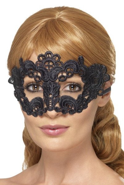 Máscara veneciana negra con encaje