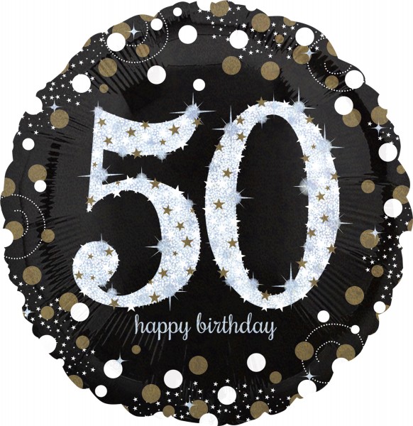 Golden 50th Birthday foil balloon 71cm