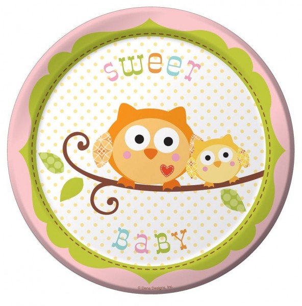 8 Woodland Babyparty Pappteller 18cm