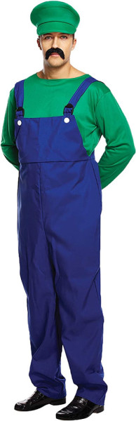 Green super plumber men's costume