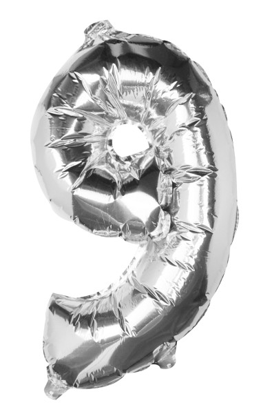 Ballon aluminium argenté chiffre 9 40cm