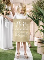 Here comes the bride jute sign 41 x 51cm