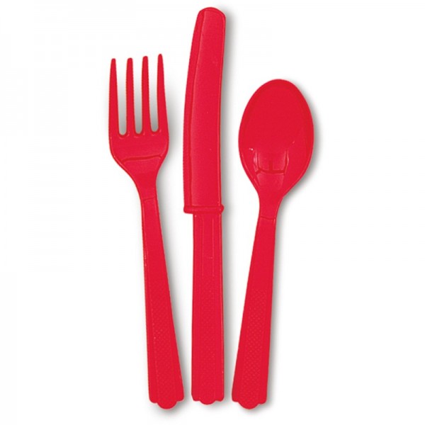 Vera red cutlery set, 18 pieces