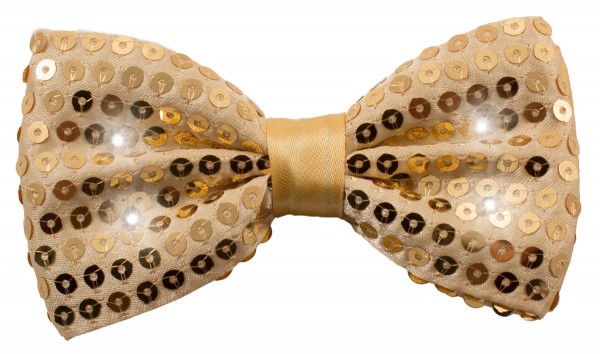 Luminous LED sequin bow tie gold