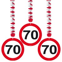 3 wiszący znak drogowy deco 70. urodziny