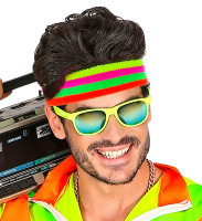 Oversigt: Gestreiftes Neon Stirnband mehrfarbig