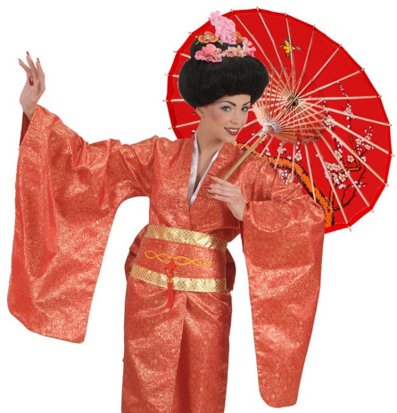 Czerwony parasol z azjatyckim wzorem 3