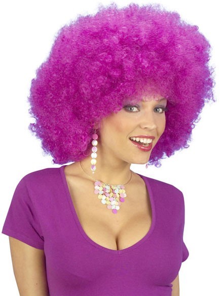 Paarse party afro pruik