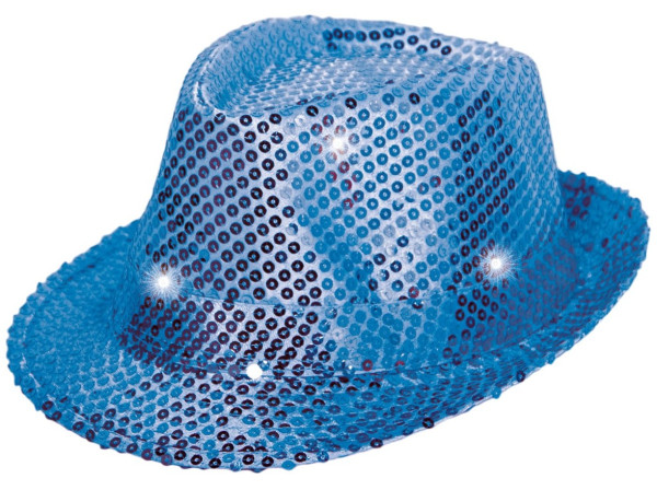 Pailletten LED Hut in Blau