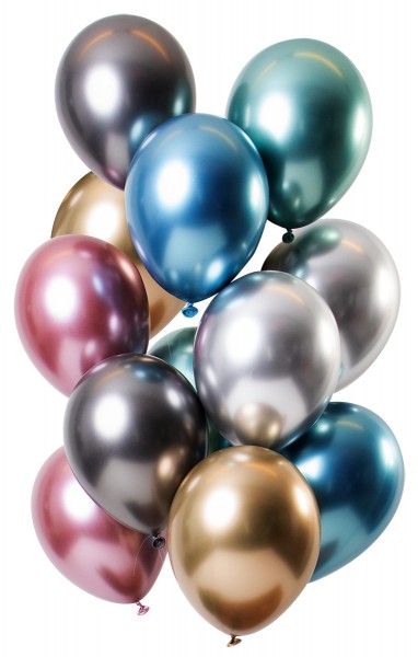 12 latex balloons mirror effect colored