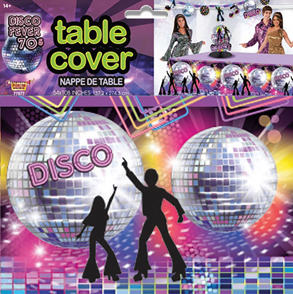 Purple disco party tablecloth