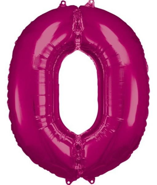 Lyserød nummer 0 folieballon 86cm