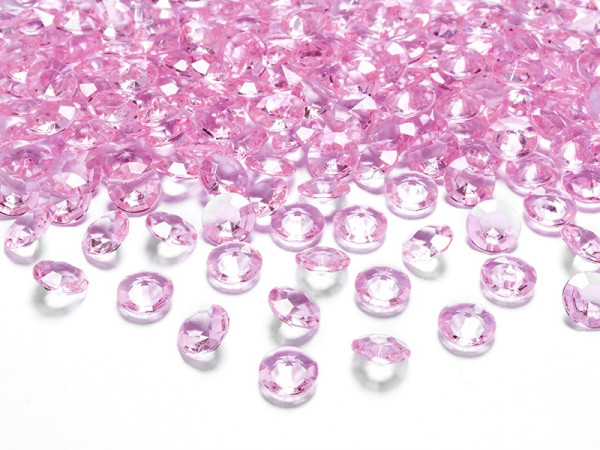 100 spredte dekorative lyserøde diamanter 1,2cm