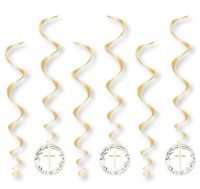 Spiralhänger Taufe Konfirmation Kommunion Kreuz Gold 6er Set