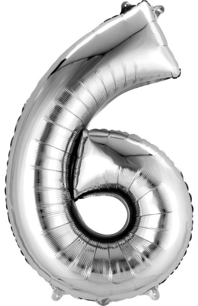 Balon numer 6 srebrny 88 cm