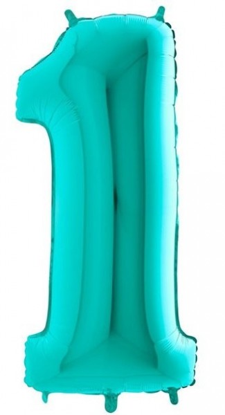 Turquoise number 1 foil balloon 1.01m