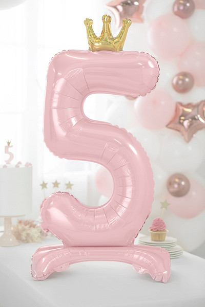 Light pink standing foil balloon number 5