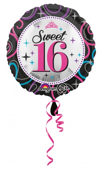 Runder Sweet Sixteen Folienballon 43cm