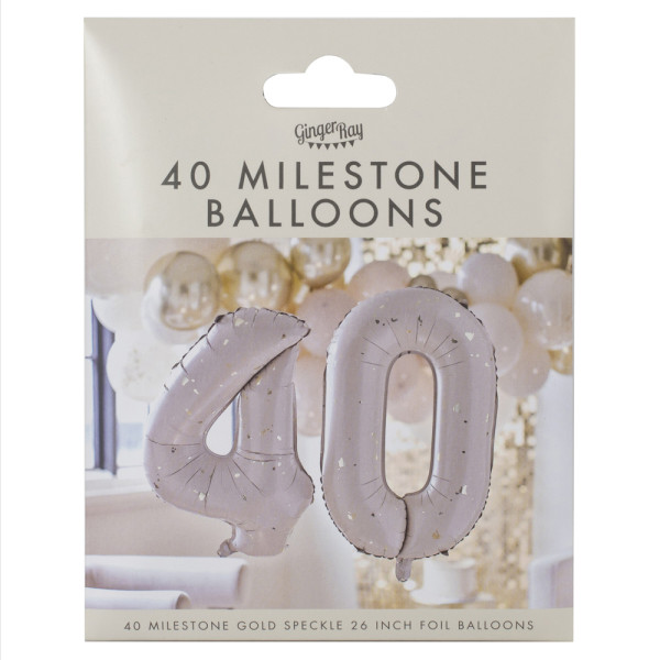 Folienballon Zahl 40 Creme-Gold Elegance 66cm 3
