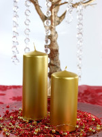 Preview: 6 pillar candles Rio gold metallic 12cm