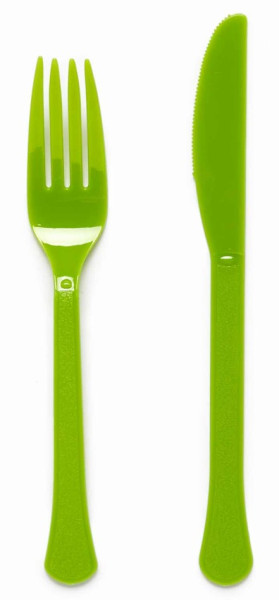 Green lime cutlery set 24 pieces