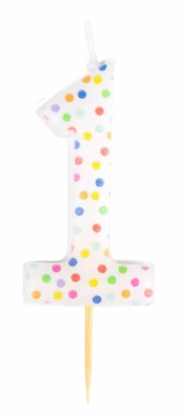 Number 1 colorful dots cake candle 6cm