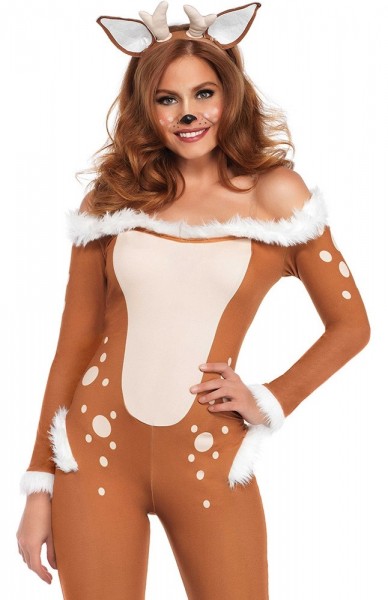Sexy fawn ladies catsuit
