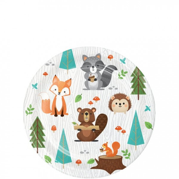 8 platos de papel Animales del Bosque 18cm