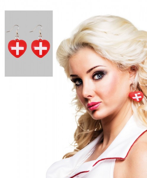 Red nurse heart earrings 2