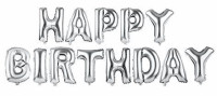 Palloncino Foil Happy Birthday Set argento 35cm